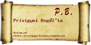 Privigyei Bogáta névjegykártya